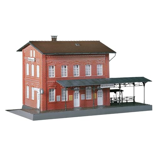 FALLER Bahnhof Waldbrunn Modellbausatz mit 82 Einzelteilen 240 x 125 x 135 mm I Modelleisenbahn Zubehör H0 Gebäude I Modelleisenbahn H0 Bahnhof von FALLER