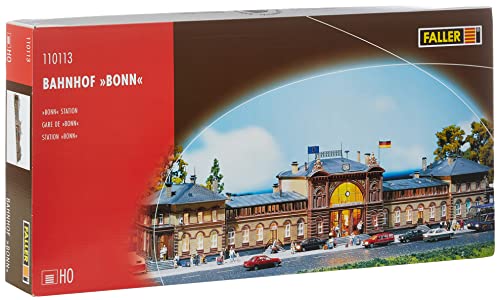 FALLER Bahnhof Bonn Modellbausatz mit 627 Einzelteilen 700 x 160 x 130 mm I Modelleisenbahn Zubehör H0 Gebäude I Modelleisenbahn H0 Bahnhof von FALLER