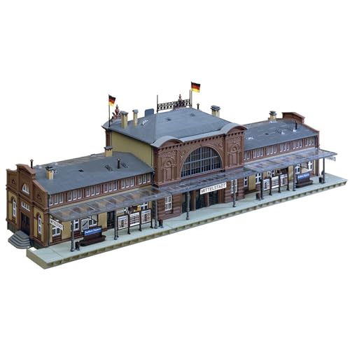 FALLER Bahnhof Mittelstadt Modellbausatz mit 335 Einzelteilen 446 x 160 x 130 mm I Modelleisenbahn Zubehör H0 Gebäude I Modelleisenbahn H0 Bahnhof, Divers, Verschieden von FALLER