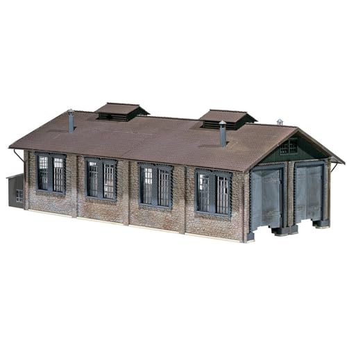 FALLER Lokschuppen 2-ständig Modellbausatz mit 126 Einzelteilen 365 x195 x130mm I Modelleisenbahn Zubehör H0 Gebäude I Modelleisenbahn H0 Lokwerkstatt, Weiß von FALLER