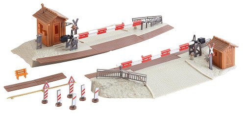 FALLER Beschrankter Bahnübergang Modellbausatz mit 78 Einzelteilen 190 x 160 x 50mm I Modelleisenbahn Zubehör H0 Gebäude I Modelleisenbahn H0 Übergang von FALLER