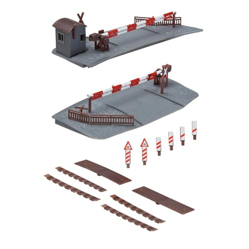 FALLER Beschrankter Bahnübergang Modellbausatz mit 42 Einzelteilen 150 x 145 x 32mm I Modelleisenbahn Zubehör H0 Gebäude I Modelleisenbahn H0 Übergang von FALLER