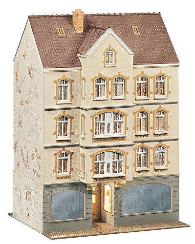 FALLER 130447 - Stadthaus mit Kneipe 135 x 125 x 200 mm, Grau, Braun, Weiß von FALLER