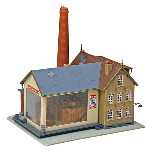 FALLER Brauerei Modellbausatz mit 187 Einzelteilen 176 x 165 x 180 mm I Modelleisenbahn Zubehör H0 I Modelleisenbahn H0 Privatbrauerei im Sudhaus, Braun, Weiß, Grau von FALLER