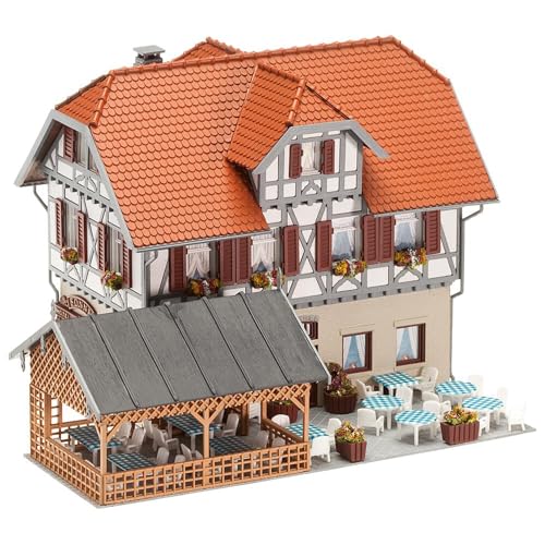 Faller FA130438 - Gasthaus Sonne mit Laube, 18.5 x 7.7 x 27.9 cm, Orange, Braun und Grau von FALLER