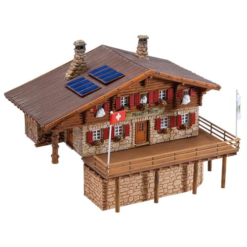 FALLER Hochgebirgshütte Moser-Hütte Modellbausatz mit 274 Einzelteilen 182 x 130 x 120 mm I Modelleisenbahn Zubehör H0 I Modelleisenbahn H0 Berghütte von FALLER