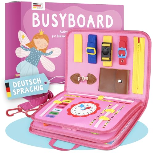 Famifidus Busy Board Deutsch - Unser Montessori Spielzeug für die Entwicklung deines Kindes I Das Activity Board als tolles Geschenk & super Reisespielzeug von Famifidus