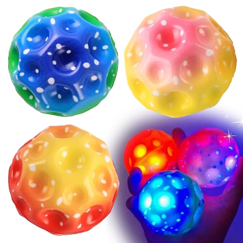 Famini 3 Stück Leuchtender Space Moon Ball, Mehrfarbig Mini Jump Ball, Super High Bouncing Lightweight Springen Ball, Space Ball Bounce Ball Galaxy Ball für Kinder Gift von Famini