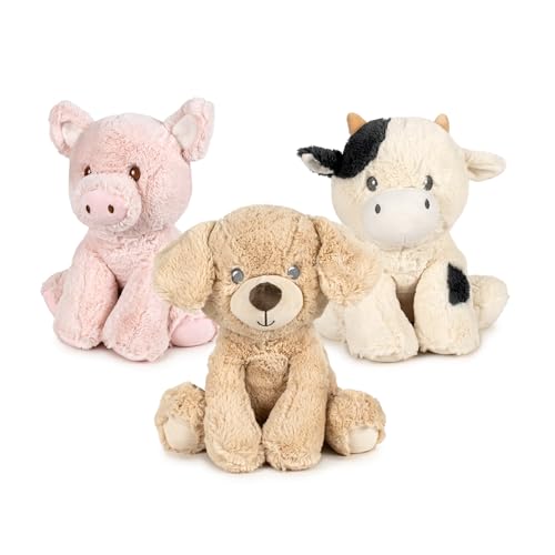 Famosa Softies Plüschtiere, Bauernhoftiere, 30 cm, weiches und weiches Tierspielzeug, zufällige Lieferung, 3 Verschiedene Modelle, Kuh, Schwein und Hund, ab 0 Jahren, berühmt (760025094) von Famosa softies