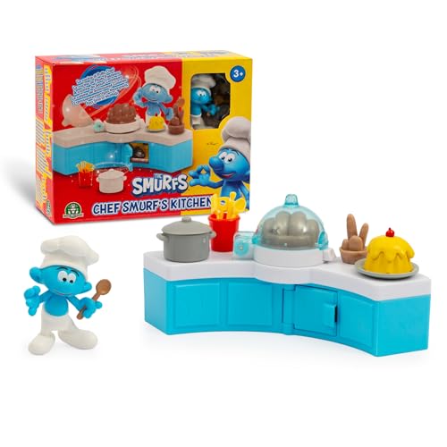 Giochi Preziosi Die Schlümpfe, Schlumpfkoch-Mini-Spielset mit Küche und Zubehör, enthält Exklusive 5,5 cm große Schlumpf-Figur, mit Brothaube und öffnender Tür, spaßig und sicher ab 3 Jahren von Giochi Preziosi