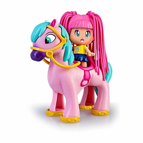 Pinypon - Pony-Set und passende Figur mit erstaunlichem Haar, Mähne und Pony-Schwanz, kann gewechselt Werden, Hufeisen und abnehmbare Zügel, für Kinder ab 4 Jahren von Pinypon