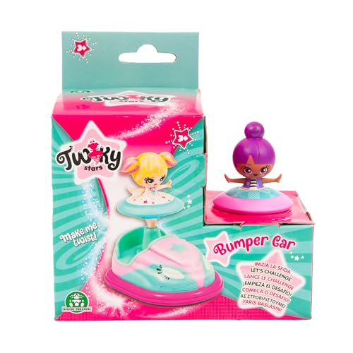 TWIKY - Girls in Action, Ballerina-Kreisel mit Stoßauto, Mini-Tänzerin mit violettem Haar, inklusive einem Spinner, der Ihren Kreisel dreht, für Mädchen ab 3 Jahren, Famosa (TWK01100) von Giochi Preziosi