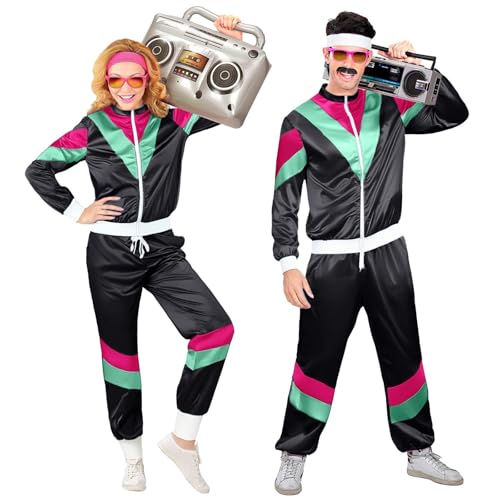 70er jahre outfit herren, 80er Jahre Kostüm Herren Damen, 90er Retro Trainingsanzug, Disco Outfit, Bad Taste Outfit, Partner Kostüm, Faschingskostüme Silvester Outfit Set für Mottoparty Karneval von Famzuneu