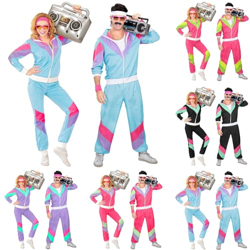 80er 90er jahre mottoparty outfit herren party, 80er Jahre Kostüm Herren Damen, 90er Retro Trainingsanzug, Disco Outfit, Bad Taste Outfit, Partner Kostüm, Faschingskostüme Silvester Outfit Set von Famzuneu