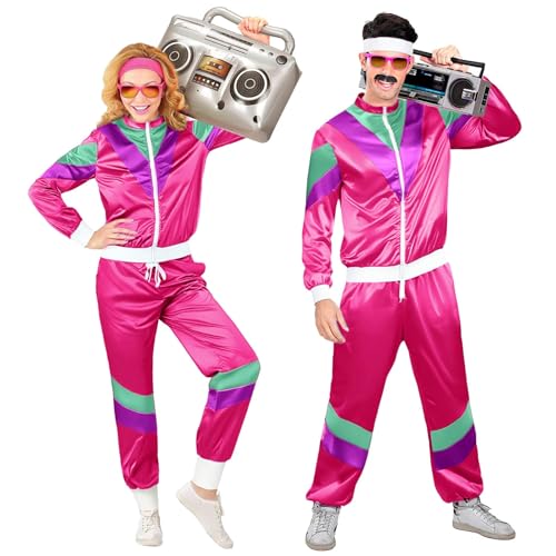 80er jahre outfit damen mottoparty xxl, 80er Jahre Kostüm Herren Damen, 90er Retro Trainingsanzug, Disco Outfit, Bad Taste Outfit, Partner Kostüm, Faschingskostüme Silvester Outfit Set für Mottoparty von Famzuneu