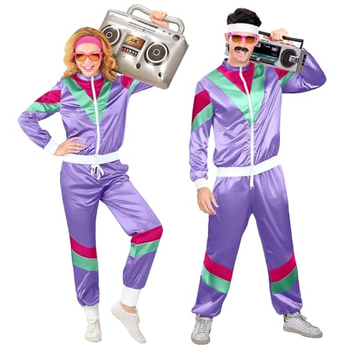 80er jahre outfit herren elegant, 80er Jahre Kostüm Herren Damen, 90er Retro Trainingsanzug, Disco Outfit, Bad Taste Outfit, Partner Kostüm, Faschingskostüme Silvester Outfit Set für Mottoparty von Famzuneu