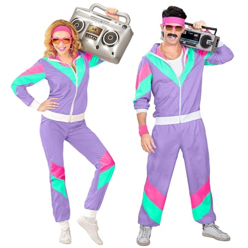 90 er jahre outfit damen, 80er Jahre Kostüm Herren Damen, 90er Retro Trainingsanzug, Disco Outfit, Bad Taste Outfit, Partner Kostüm, Faschingskostüme Silvester Outfit Set für Mottoparty Karneval von Famzuneu