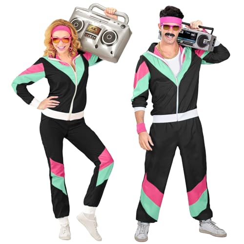 disco outfit damen, 80er Jahre Kostüm Herren Damen, 90er Retro Trainingsanzug, Disco Outfit, Bad Taste Outfit, Partner Kostüm, Faschingskostüme Silvester Outfit Set für Mottoparty Karneval von Famzuneu