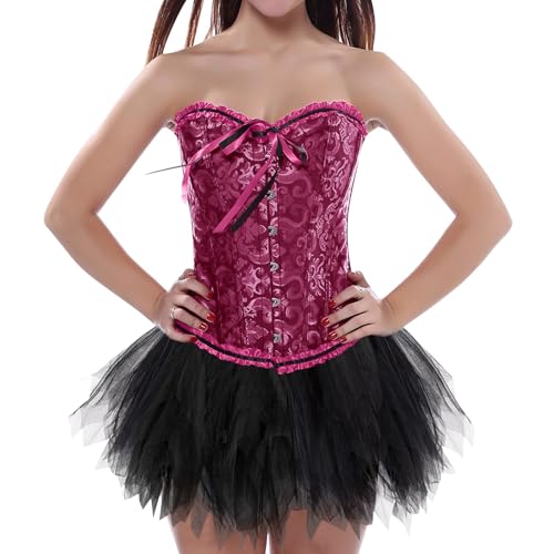 meine bestellungen anzeigen 2024, Damen Corsage Korsett mit Rock Schwarz Tüllrock 50er Retro Ballet Tanzrock Große Größen Faschingskostüme Petticoat Unterrock TüTü Bustier Corset Top Karneval Kostüm von Famzuneu