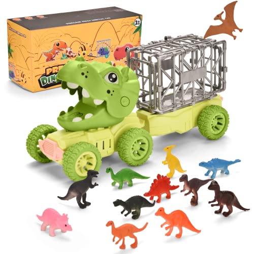 Fanbusa Dinosaurier-LKW-Spielzeug für Kinder von 2–5 Jahren, 12 Stück Dinosaurier Figuren Spielzeug, Klein Dino Figuren Dinosaurier Spielzeug für Jungen und Mädchen von Fanbusa