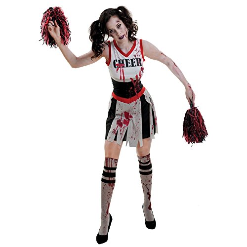 Fancy Dress VIP UK 18-20 Erwachsene Damen American High School Zombie Cheerleader 50er Jahre Halloween Kostüm & Pom Poms von Fancy Dress VIP