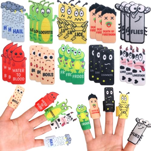 Fingerpuppen-Set mit 10 Plagen, Filz, Passover Geschenke für Kinder, Pesach-Seder-Dekorationen, 30 Stück von Fancy Land