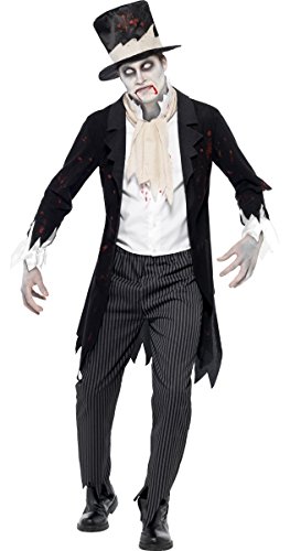 Fancy Me Herren Untoter Zombie Geist Leiche Bräutigam Halloween Kostüm Kleid Outfit - Schwarz, Large / 42"-44" von Fancy Me