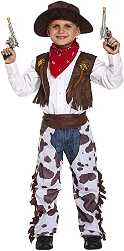 Fancy Me Jungen Kinder Cowboy Wilder Westen Sheriff Halloween Kostüm Kleid Outfit - Braun, 7-9 Years von Fancy Me