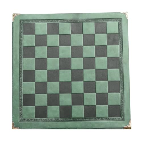 Fangxuee 33 cm Schachbrett Aus Leder, Einzigartiges Design, Tragbares Brettspielzubehör, Eckenschützer Aus Metall, Grün Fangxuee 33 cm Schachbrett Aus Leder, Einzigartiges Design, Tragbares Brettspielzubehör, Eckenschützer Aus Metall, Grün von Fangxuee