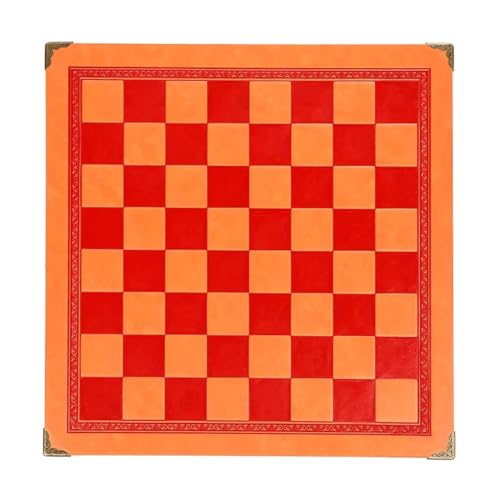 Fangxuee 33 cm Schachbrett Aus Leder, Einzigartiges Design, Tragbares Brettspielzubehör, Eckenschützer Aus Metall, Orange Fangxuee 33 cm Schachbrett Aus Leder, Einzigartiges Design, Tragbares Brettspielzubehör, Eckenschützer Aus Metall, Orange von Fangxuee