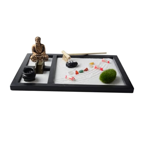 Fangxuee Japanisches -Garten-Set für Schreibtisch - Entspannendes Sandkasten-Set mit Zubehör Als Tischdekoration im Büro und Als Meditationsgeschenk von Fangxuee