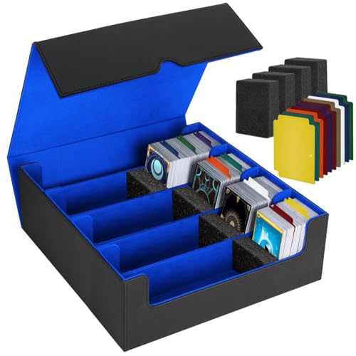 Fangxuee Sammelkarten-Aufbewahrungsbox, 4-Reihige Kartendeck-Hülle, Kartenbox mit Magnetverschluss für Spielkarten, Schwarz und Blau Fangxuee Sammelkarten-Aufbewahrungsbox, 4-Reihige Kartendeck-Hülle, Kartenbox mit Magnetverschluss für Spielkarten, Schwarz und Blau von Fangxuee
