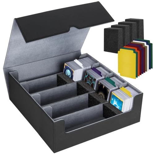 Fangxuee Sammelkarten-Aufbewahrungsbox, 4-Reihige Kartendeck-Hülle, Kartenbox mit Magnetverschluss für Spielkarten, Schwarz und Fangxuee Sammelkarten-Aufbewahrungsbox, 4-Reihige Kartendeck-Hülle, Kartenbox mit Magnetverschluss für Spielkarten, Schwarz und von Fangxuee