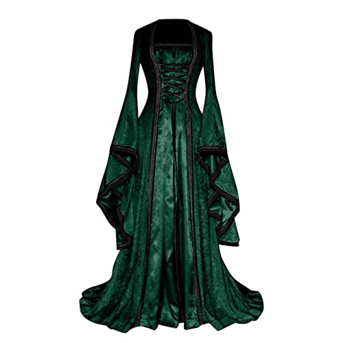 Fannyfuny Halloween Kostüm Damen Große Größen Karneval Kostüm Mittelalter Kostüme Kurzarm Viktorianische Gothic Kleidung Cocktailkleid Vintage Steampunk Kostüm Party Kostüm Maxikleid von Fannyfuny