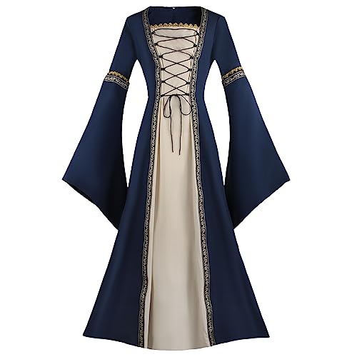 Fannyfuny Halloween Kostüm Damen Renaissance Kleid Cosplay Dress Kurzarm Viktorianische Gothic Kleidung Mittelalter Kostüme Vintage Steampunk Kostüm Für Halloween Karneval Kostüm von Fannyfuny