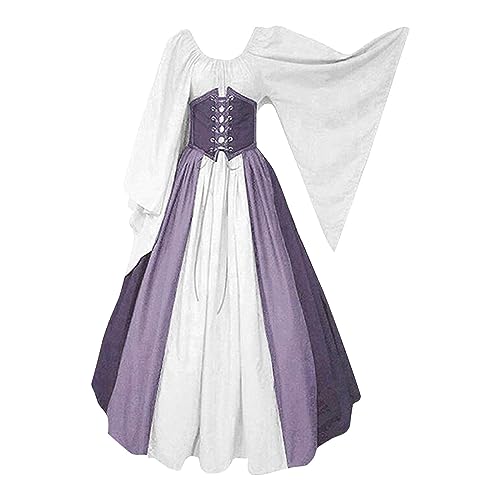 Fannyfuny Halloween Kostum Damen Renaissance Retro Damen Gothic Kleider Damen Vintage Maxikleid Hexenkleid Cosplay Kostüm Prinzessin Kostüm Für Halloween Karneval Kostüm von Fannyfuny