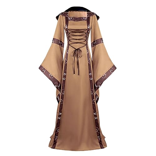 Fannyfuny Halloween Kostum Damen Renaissance Retro Damen Vintage Maxikleid Mittelalter Kostüme Cosplay Kostüm Party Kostüm Abendkleider Karneval Party Halloween Kostüm von Fannyfuny