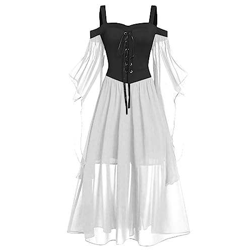 Fannyfuny Karnevalskostüme Damen Xxl Renaissance Retro Halloween Karneval Kostüm Damen Vintage Maxikleid Mit Trompetenärmel Cosplay Kostüm Brautkleider Für Halloween Karneval Kostüm von Fannyfuny