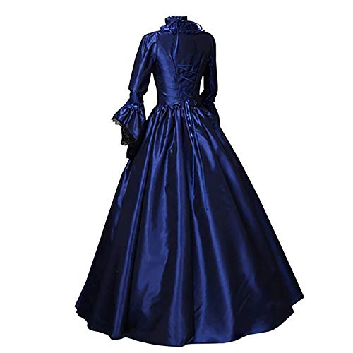 Fannyfuny Kleid Mittelalter Mädchen Große Größen Karneval Kostüm Mittelalter Kostüme Elegant Rockabilly Kleid Halloween Kleid Damen Vintage Maxikleid Gothic Retro Kleid Karneval Halloween von Fannyfuny