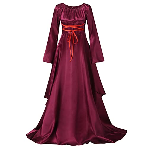 Fannyfuny Kostüm Damen Halloween Renaissance Retro Partykleid Mit Trompetenärmel Damen Gothic Kleider Cosplay Kostüm Prinzessin Kostüm Für Halloween Karneval Kostüm von Fannyfuny