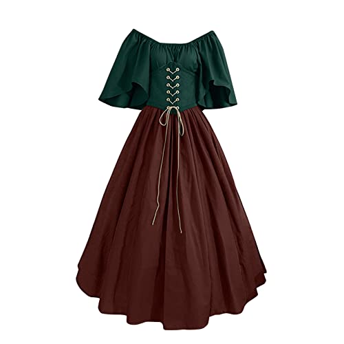 Fannyfuny Kostüm Robin Hood Damen Damen Mittelalter Kleid Cosplay Renaissance Kostüm French Maid Schürze Mittelalter Renaissance Damen Vintage Maxikleid Karneval Halloween Party Prinzessin Kostüm 66 von Fannyfuny