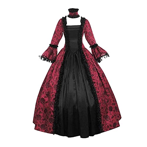 Fannyfuny Kostüme Damen Halloween Mittelalterliche Viktorianischen Damen Gothic Kleider Cosplay Kostüm Cocktailkleid Mittelalter Kostüme Prinzessin Kostüm Karneval Party Halloween Kostüm von Fannyfuny