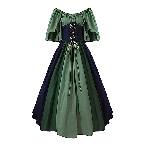 Fannyfuny Mittelalter Kinder Kleidung Renaissance Retro Damen Vintage Maxikleid Cosplay Kostüm Fledermausärmel Mittelalter Kleidung Mittelalter Kostüme Abendkleider Für Halloween Karneval Kostüm von Fannyfuny