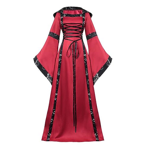 Fannyfuny Mittelalter Kleid Mädchen Große Größen Karneval Kostüm Mittelalter Kostüme Damen Gothic Kleider Cocktailkleid Vintage Steampunk Kostüm Für Halloween Karneval Kostüm von Fannyfuny