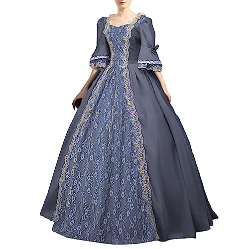 Fannyfuny Mittelalter Kleidung Damen Große Größen Renaissance Retro Mittelalter Kostüme Damen Gothic Kleider Cosplay Kostüm Hexenkleid Brautkleider Für Halloween Karneval Kostüm von Fannyfuny