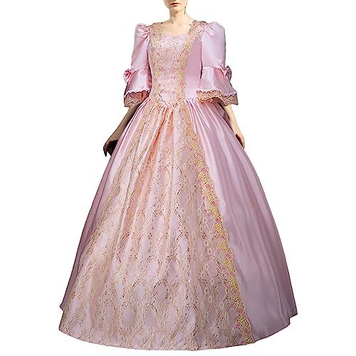 Fannyfuny Mittelalter Kleidung Damen Große Größen Renaissance Retro Mittelalter Kostüme Damen Gothic Kleider Cosplay Kostüm Hexenkleid Brautkleider Für Halloween Karneval Kostüm von Fannyfuny