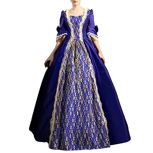 Fannyfuny Mittelalter Kleidung Damen Große Größen Renaissance Retro Mittelalter Kostüme Damen Gothic Kleider Cosplay Kostüm Hexenkleid Brautkleider Für Halloween Karneval Kostüm von Fannyfuny