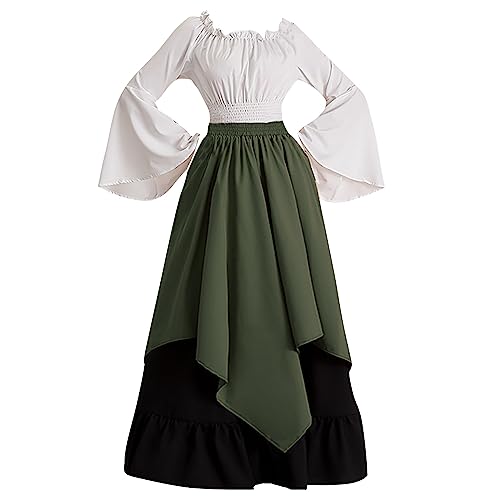 Fannyfuny Mittelalter Kostüm Für Damen Renaissance Kleid Cosplay Dress Kurzarm Viktorianische Gothic Kleidung Halloween Kleid Halloween Karneval Kostüm Für Halloween Karneval Kostüm von Fannyfuny