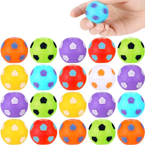 Fanshiontide 28 Stück Stressball Spinner Fingerspitzen Spielzeug, Fussball Geschenke Jungen Mitgebsel Kindergeburtstag, Give Aways Kindergeburtstag, Anti Stress Spielzeug Mini Fußball Sensory Toys von Fanshiontide