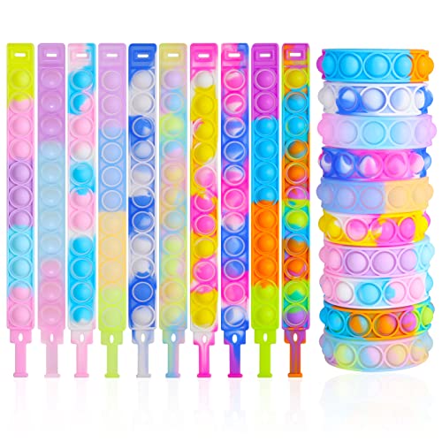 Fanshiontide Pop Armband It, 10 Stück Wristband Fidget Dekompression Spielzeug Set, Silikon Regenbogen Baby Sensorik Spielzeug Geschenke für Kinder Jungen Mädchen Stressabbau & Anti-Angst(Mehrfarbig) von Fanshiontide